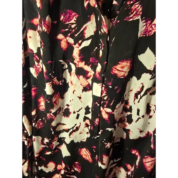 NWT New Apt 9 Black Floral Top Shirt Blouse Button Up Silky Womens Plus 1X 18W - Picture 2 of 3